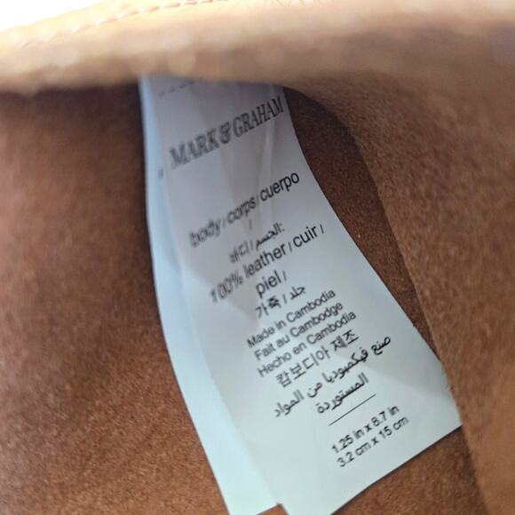 Mark & Graham NEW Leather Charger Rollup Camel Brown Tan with Tie NWOT Monogram - Picture 9 of 11